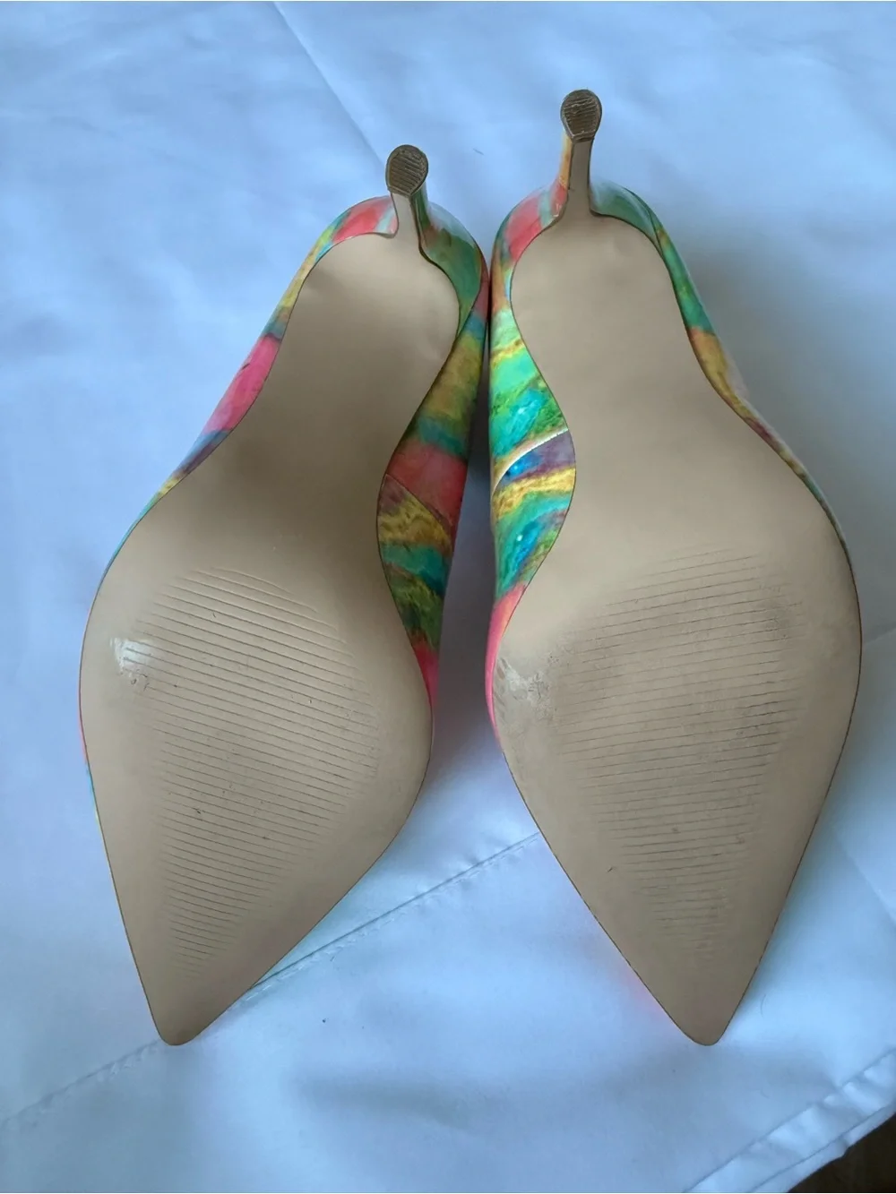 Steve Madden Multicolor Marble Pointed-Toe Heels — Green, Pink, Yellow
